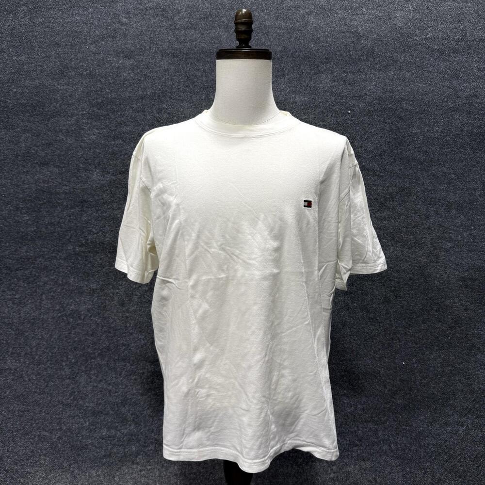 Tommy Hilfiger Shirt Mens XL White Solid Logo Crewneck T-Shirt Tee Top